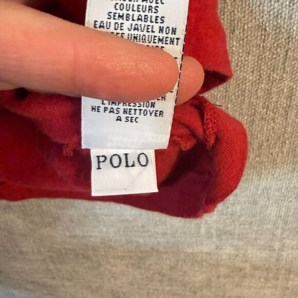 Polo Ralph Lauren Henley Shirt Men’s Medium Red Long Sleeve Knit Cotton Logo - Picture 5 of 10